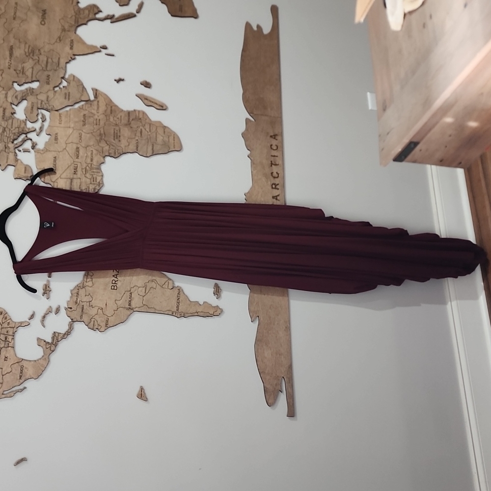 Windsor Dress maroon small low cut draped